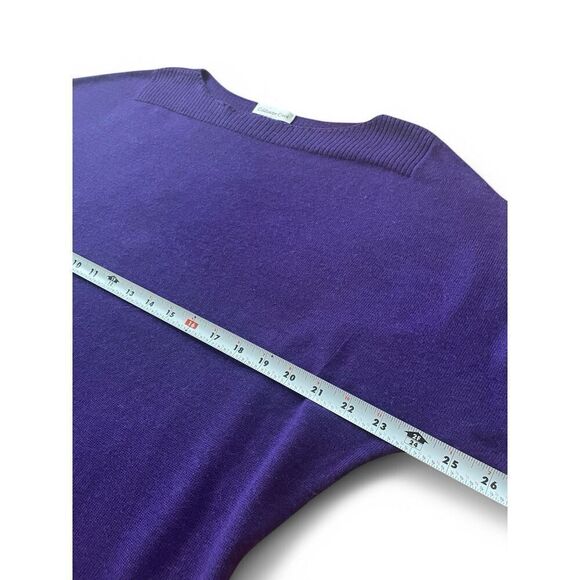 Coldwater Creek Purple Wool Blend Boatneck Cropped Sleeve Sweater Size 10-12 /M - Picture 4 of 6